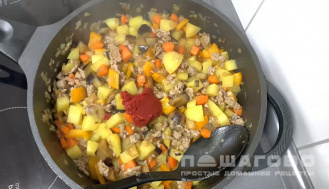 Фото приготовления рецепта: Диетическое овощное рагу с фаршем - шаг 3