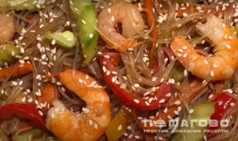 Рисовая лапша харусамэ с креветками