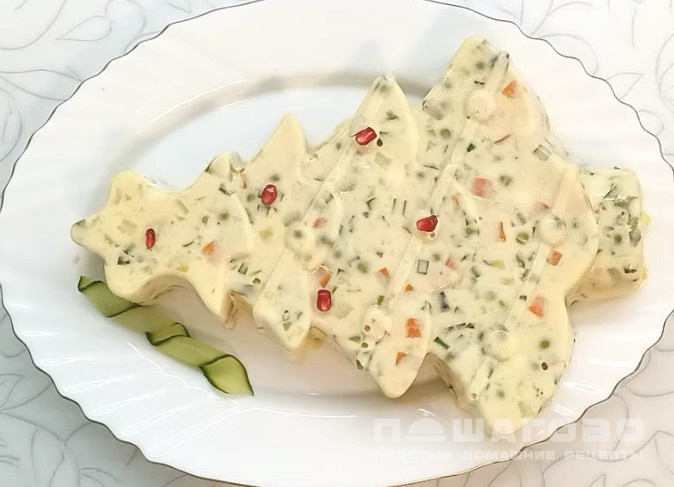 Заливной салат Оливье на Новый год