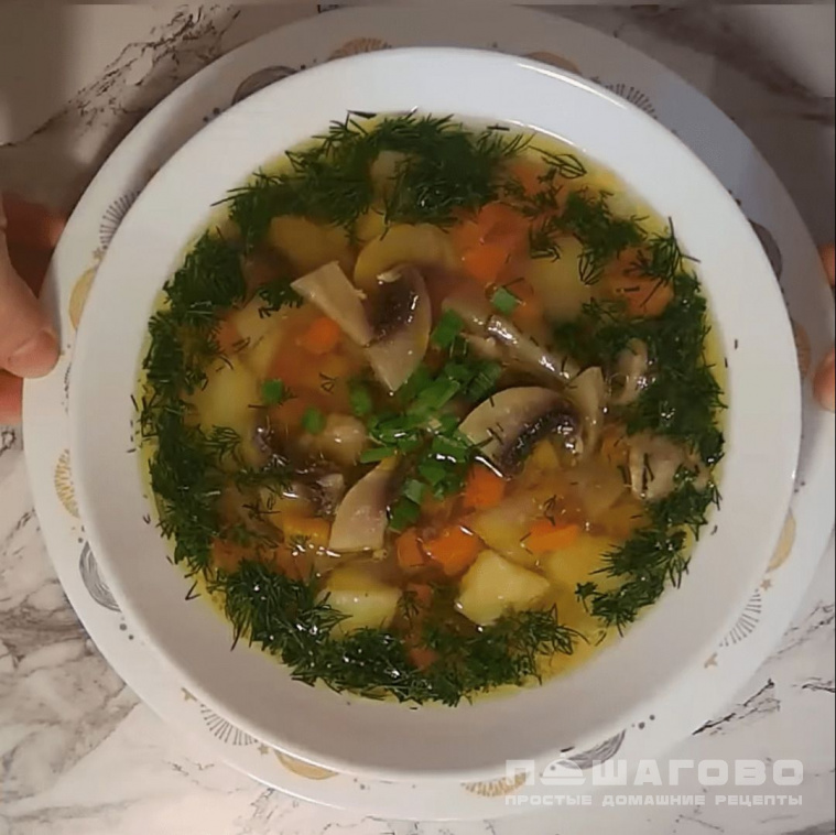 Суп куриный с грибами