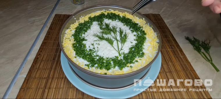 Мимоза с курицей слоями