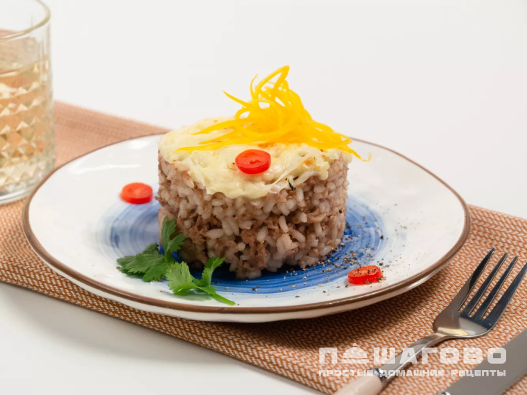 Запеканка из птицы с рисом в мультиварке