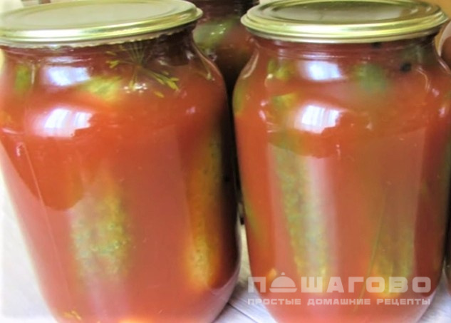 Огурцы, консервированные в томатном соке