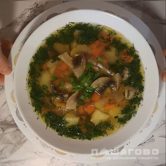 Фото приготовления рецепта: Суп куриный с грибами - шаг 4