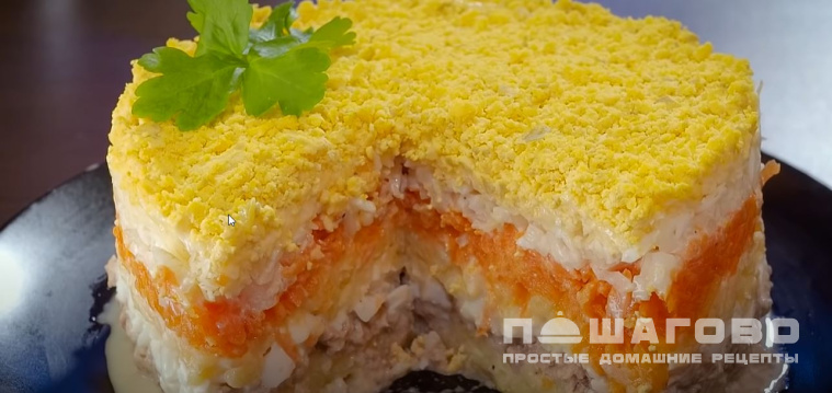 Салат Мимоза с консервами