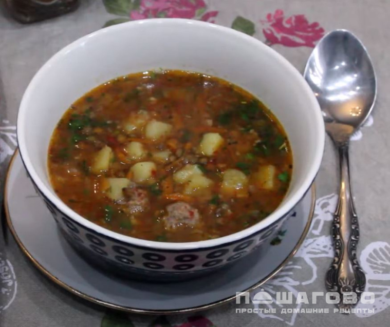 Чечевичный суп с фрикадельками