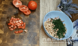 Фото приготовления рецепта: Салат с фасолью и ветчиной - шаг 3