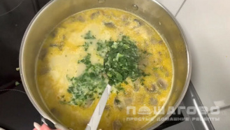 Фото приготовления рецепта: Грибной суп на курином бульоне - шаг 6