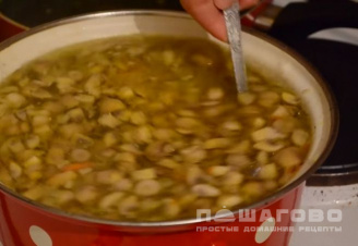 Фото приготовления рецепта: Грибной суп с картофелем и зеленью - шаг 4