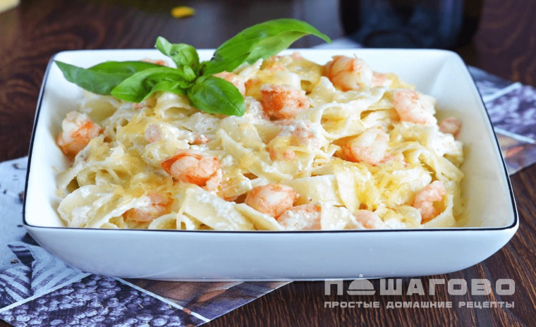 Фетучини с креветками