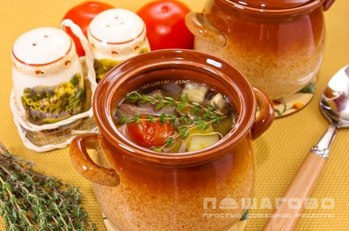 Суп с бараниной в горшочке