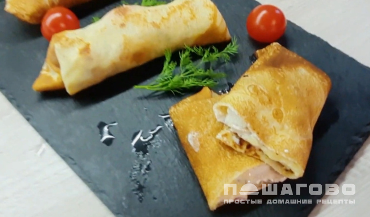Блинчики с курицей и сыром