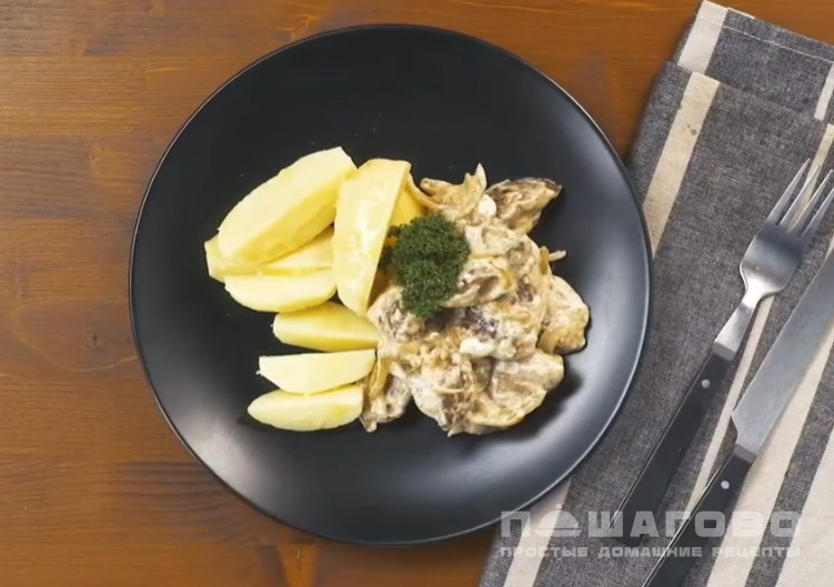 Бефстроганов из куриной печени