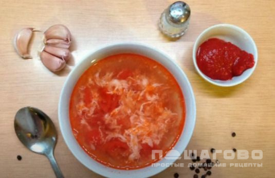 Томатный суп с морепродуктами