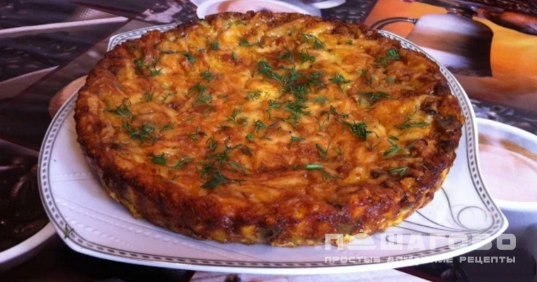 Заливной пирог с грибами