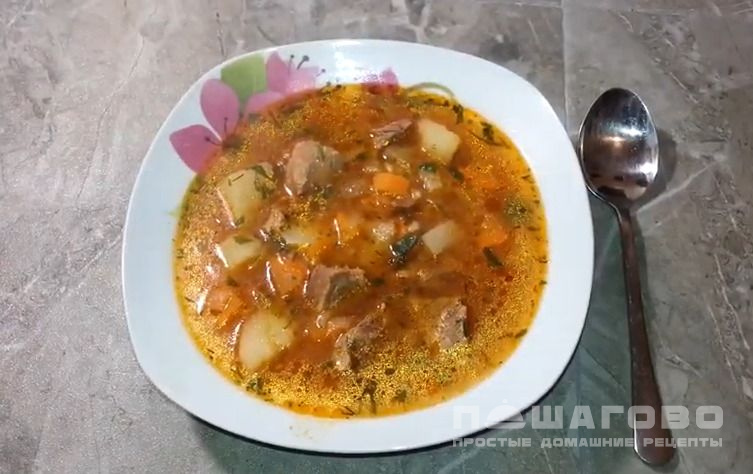 Грузинский суп харчо с перловкой