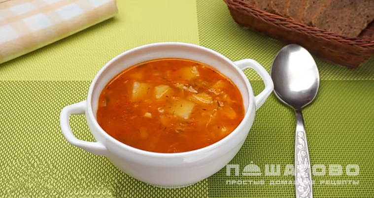 Томатный суп с рисом