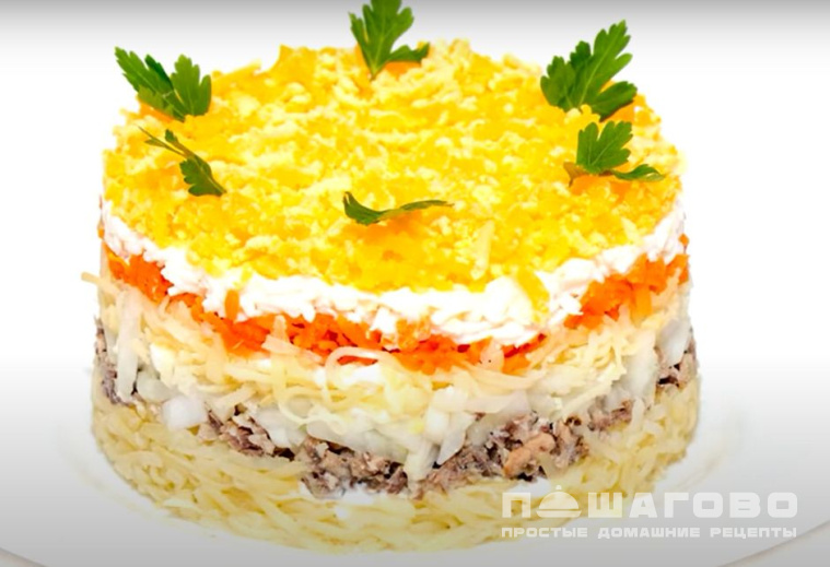 Салат Мимоза классический слоями