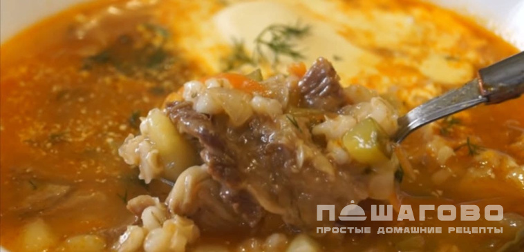 Рассольник с перловкой