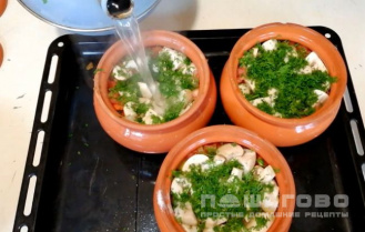 Фото приготовления рецепта: Свиной суп в горшочках в духовке - шаг 5
