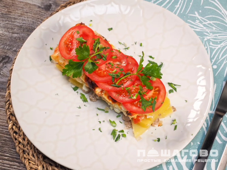 Запеканка с фаршем и помидорами