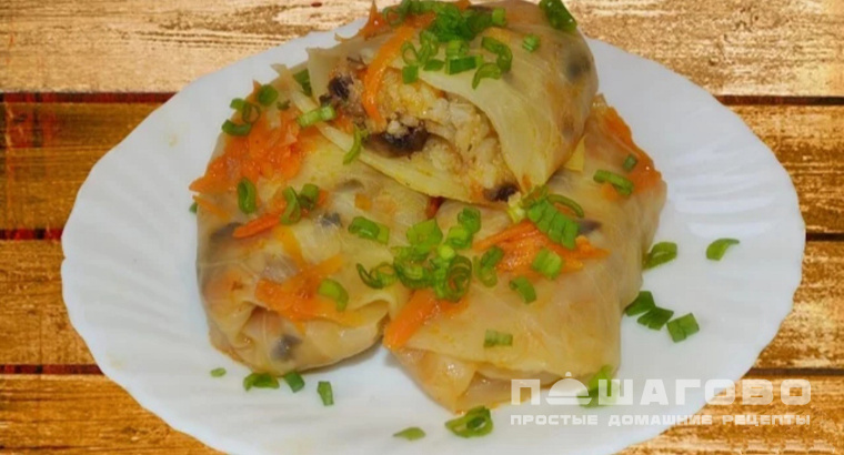 Постные голубцы с шампиньонами
